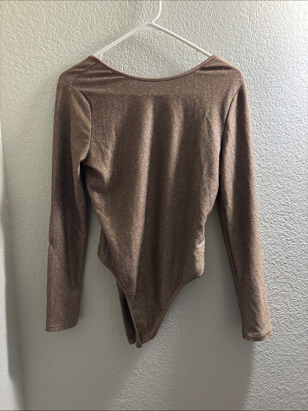 SHEIN Shimmery Bronze Long-Sleeve Bodysuit